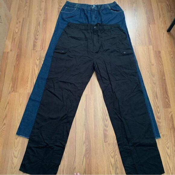Kingsize Men'sBlack & Blue 2 Pants Size 2XL Big Elastic NWOT
